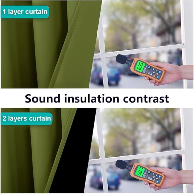 NICETOWN 100% Blackout Curtain Set, Thermal Insulated & Energy Efficiency Window Draperies for Guest Room, Full Shading Panels for Shift Worker and Light Sleepers, Olive Green, 52W x 84L, 2 PCs - Image 4