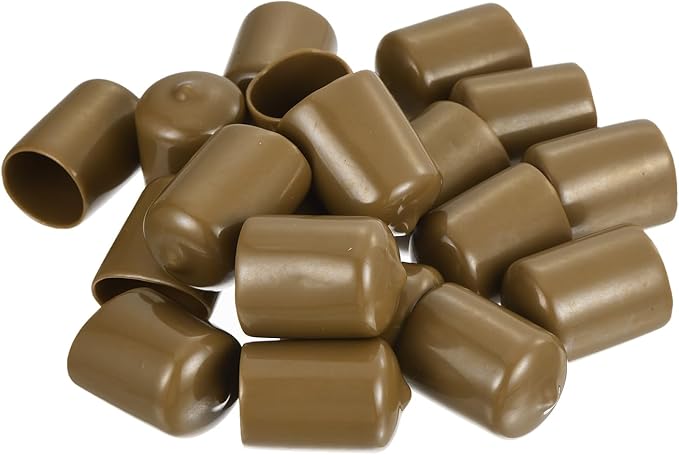 uxcell 20pcs Rubber End Caps 20mm(3/4") ID Vinyl PVC Round Tube Bolt Cap Cover Screw Thread Protectors Light Brown - Image 4