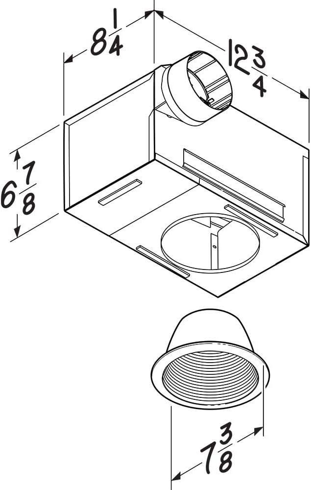Broan-NuTone 744 Recessed Light Ventilation Fan, 70 CFM, 1.5 Sones, White - Image 5