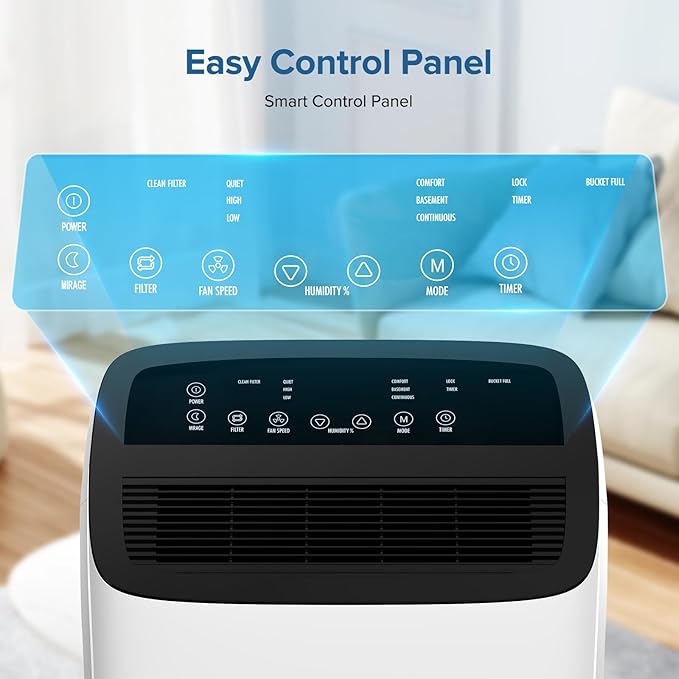 80 Pint Dehumidifier for Basement and Home, Covers up to 4,500 Sq. Ft Rooms, High-Efficiency Compressor Dehumidifier with Drain Hose and 1.05 Gallons Water Tank, Auto Shut-Off, 24HR Timer - Image 3