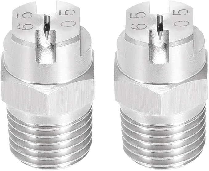 uxcell Flat Fan Spray Tip - 1/4BSPT Male Thread 304 Stainless Steel Nozzle - 65 Degree 1.4mm Orifice Diameter - 2 Pcs by uxcell