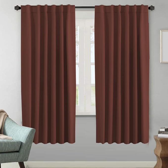 H.VERSAILTEX Blackout Curtains Thermal Insulated Window Treatment Panels Room Darkening Blackout Drapes for Living Room Back Tab/Rod Pocket Bedroom Draperies (2 Panels, Rust, 52 x 72 Inch) by HVERSAILTEX