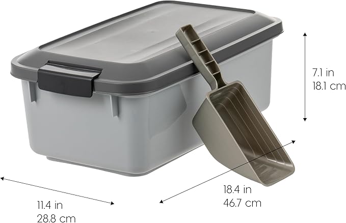 IRIS USA WeatherPro Airtight Pet Food Storage Container, Up to 14 lbs, Dog Cat Bird and Other Pet Food Storage Bin Keep Pests Out Translucent Body BPA Free Stackable, 2 Pack, Gray - Image 2
