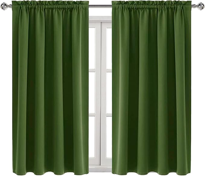 DWCN Olive Green Room Darkening Blackout Curtains - Thermal Insulated Privacy Energy Saving Window Curtain Drapes 52 x 45 inch Length, Set of 2 Bedroom Living Room Curtains - Image 9
