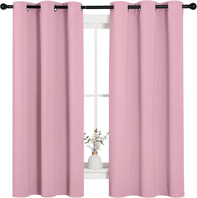 NICETOWN Room Darkening Curtains 63" Long Set of 2 for Bedroom, Rouge Pink Nursery Essential Thermal Insulated Solid Grommet Top Blackout Curtains/Drapes (1 Pair, 42 inches Wide) - Image 2