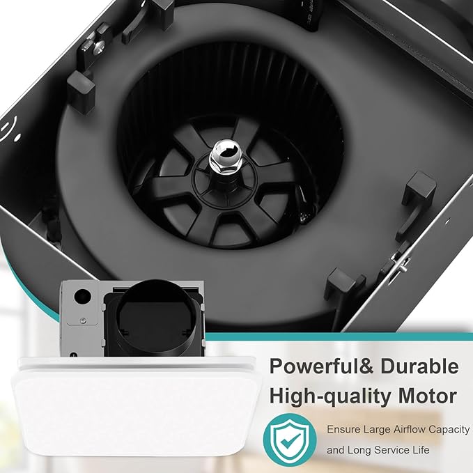 Bathroom Exhaust Fan 110CFM with Hidden Grille Design, 1.0 Sones Urtra Quiet Ceiling Ventilation Fan System - Household Bathroom Extractor Fan for Home/Office/Hotel, 4 inch Diameter Outlet - Image 6