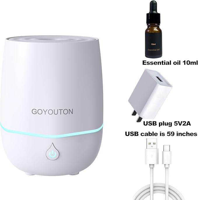 Essential Oil Diffuser, 200ML Diffusers for Home Scent Aromatherapy Diffuser Air Desk Humidifier Oil Diffuser romfor Bedroom Room Office with 7 Color LED Lights Quiet Waterless Auto Shuts-off (White) - Image 9