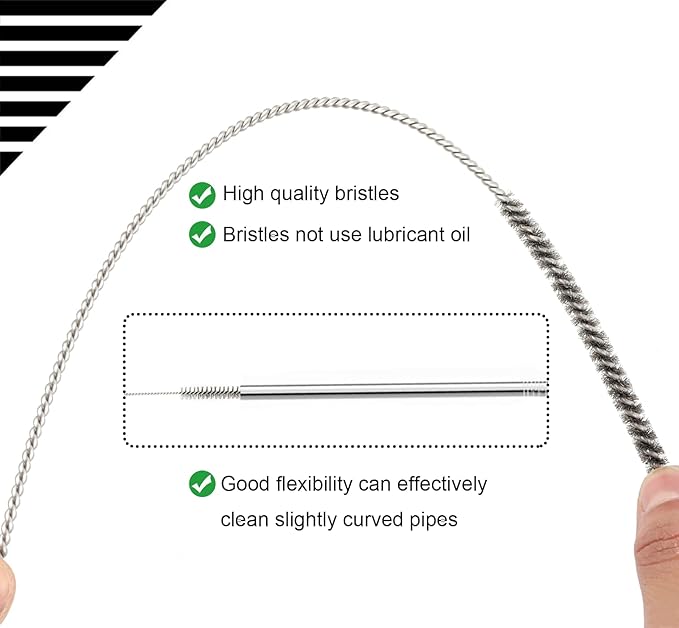 12 Inch Pipe Cleaning Brush Set with Stainless Steel Bristles, Tube Bottle Brush Kit, 8 Sizes for Auto Parts, Bottles, Guns, Tubes, Etc. - Image 4