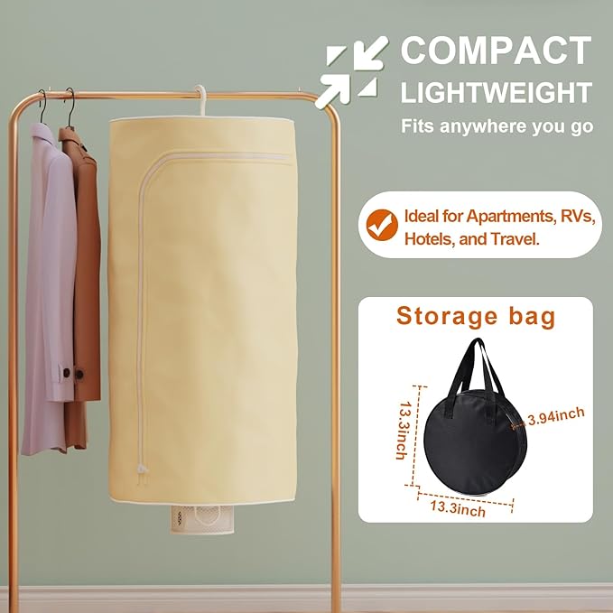 3-in-1 Multifunctional Portable Dryer for laundry Clothes Dryer, Boot Dryer, With Time Setting、Remote Control, Laundry, Apartments, RV, Travel, Low noise、Energy Saving - Image 3