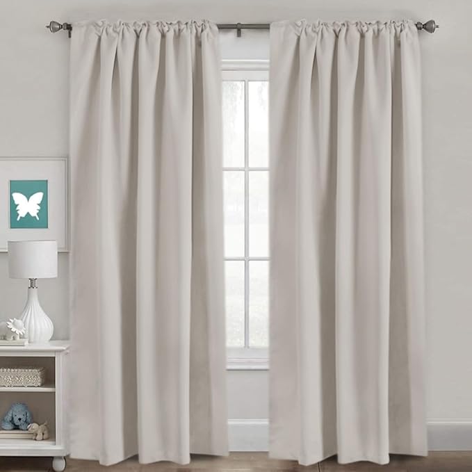 H.VERSAILTEX Blackout Curtains Thermal Insulated Window Treatment Panels Room Darkening Blackout Drapes for Living Room Back Tab/Rod Pocket Bedroom Draperies, 52 x 84 Inch, Stone, 2 Panels - Image 2
