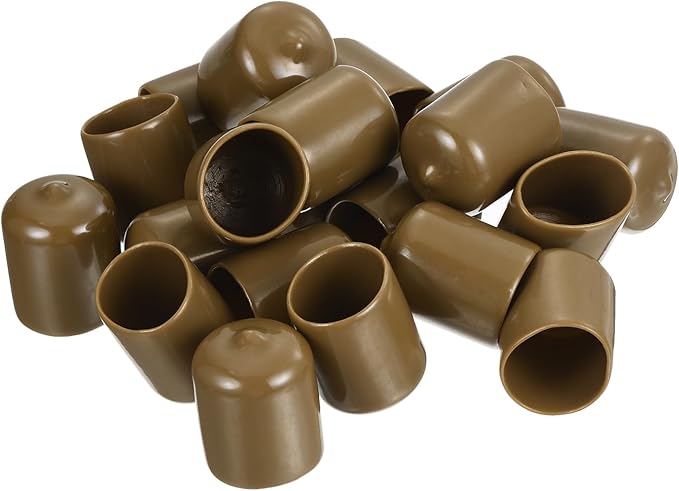 uxcell 20pcs Rubber End Caps 21mm ID Vinyl PVC Round Tube Bolt Cap Cover Screw Thread Protectors Light Brown - Image 4