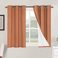 H.VERSAILTEX 100% Blackout Curtains for Bedroom Thermal Insulated Linen Textured Curtains Heat and Full Light Blocking Drapes Living Room Curtains 2 Panel Sets, 42x45 Inch, Orange by HVERSAILTEX