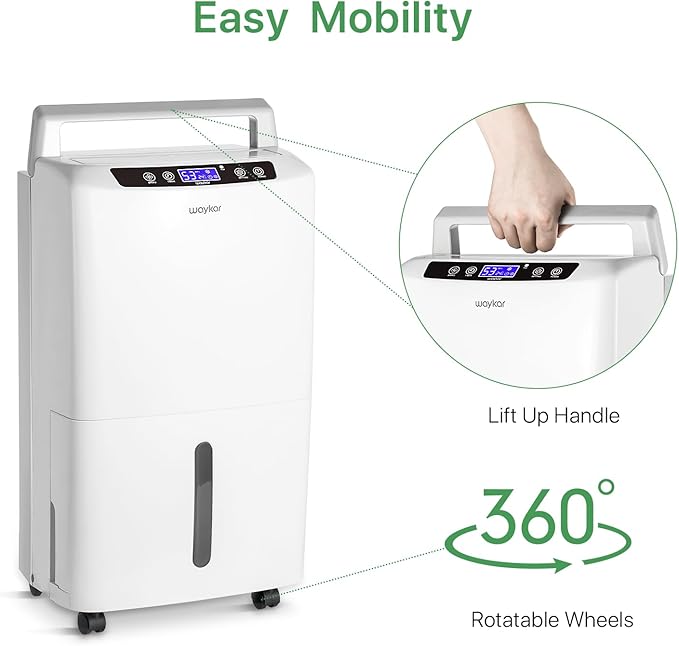 Waykar 2000 Sq. Ft. Energy Star 2025 Dehumidifier for Basement, Smart Compressor 34 Pints Dehumidifiers for home with Drain Hose and Water Tank. - Image 6