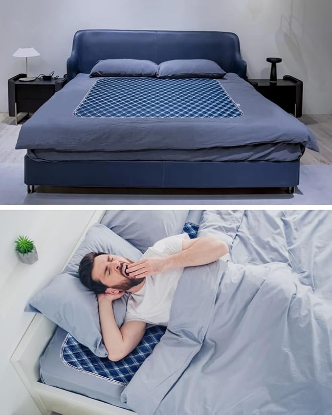 Non-Slip Bed Pads for Incontinence Washable (36" x 72"|2 Pack), Navy Blue Grid, Waterproof Bed Pads, Bed Wetting Pads for Bed, Sofa, Floor, Resuable Underpads for Adults, Seniors, Pet - Image 6