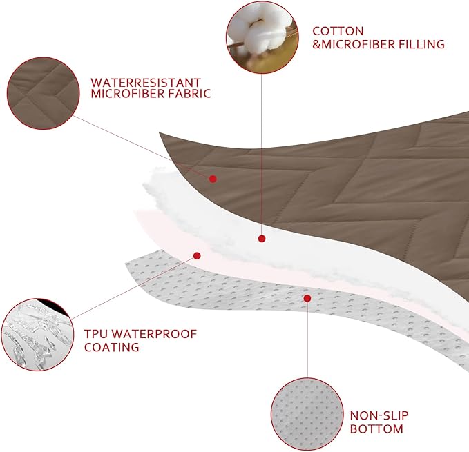 Moonsea Waterproof Blanket Dog Bed Cover with Non-Skid Bottom, Couch Cover for Dogs, Mattress Protector Furniture Protector, Bed Couch Sofa(68" X 82"), Chocolate - Image 4