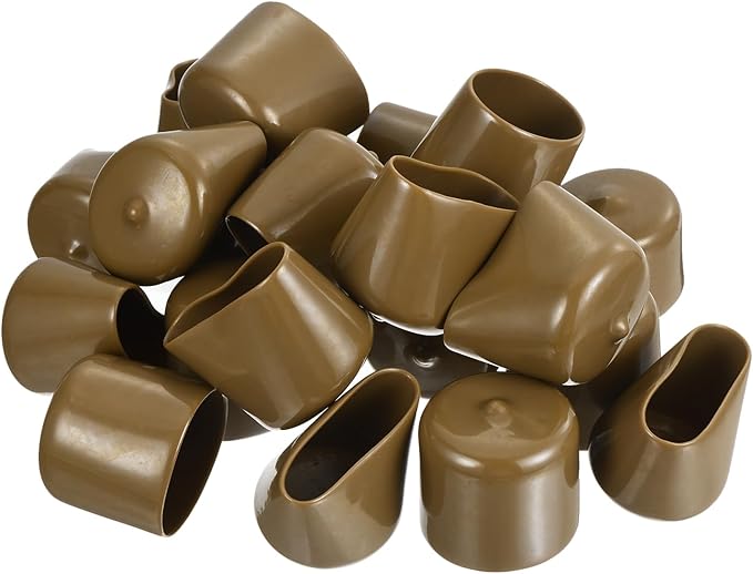 uxcell 20pcs Rubber End Caps 34mm ID Vinyl PVC Round Tube Bolt Cap Cover Screw Thread Protectors Light Brown - Image 4