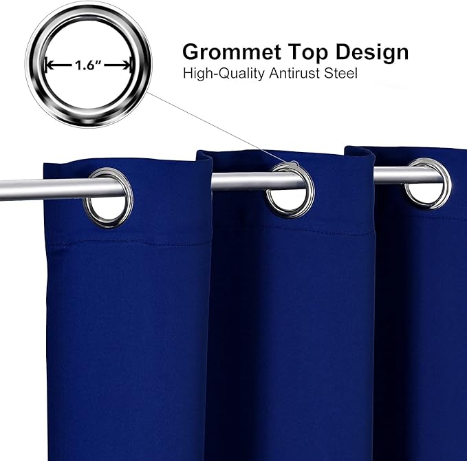 ChrisDowa Grommet Blackout Curtains for Bedroom and Living Room - 2 Panels Set Thermal Insulated Room Darkening Curtains (Royal Blue, 52 x 63 Inch) - Image 2