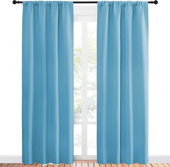 NICETOWN Blackout Curtains Window Draperies - Window Treatment Thermal Insulated Solid Room Darkening Drapes for Bedroom (Teal Blue, Set of 2, 42 by 84 inches Long) - Image 2