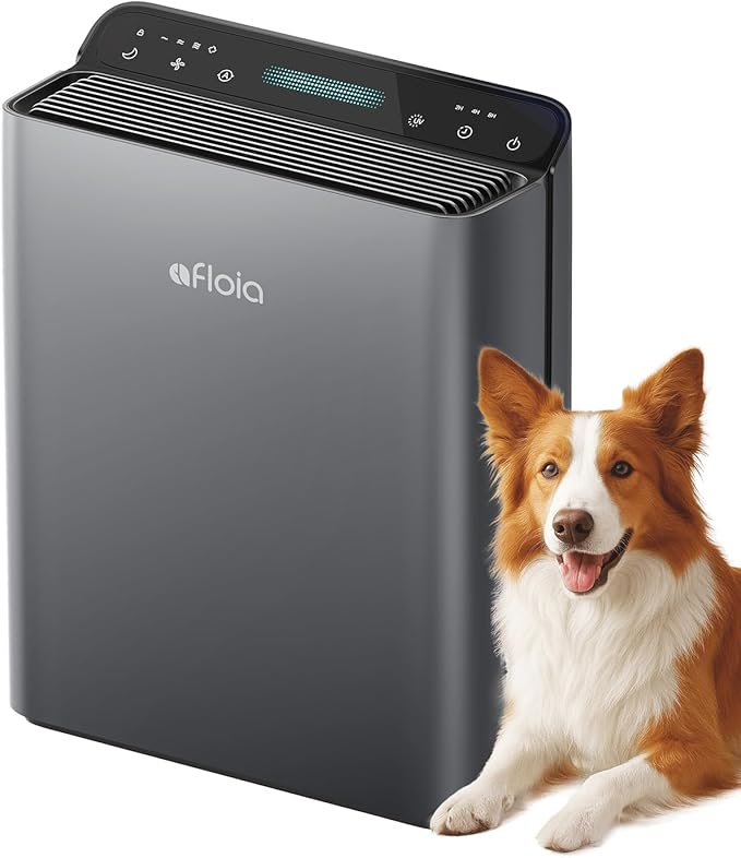 Afloia Air Purifier for Home Large Room Bedroom Up to 2000Ft² with PM2.5 Air Quality Monitor Smart Auto Mode, Washable Pre Filter Cleaner for Pet, Grey by Afloia