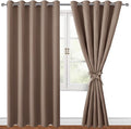 Hiasan Blackout Curtains for Bedroom, 60 x 84 Inches Long - Thermal Insulated & Light Blocking Window Curtains for Living Room, 2 Drape Panels Sewn with Tiebacks, Cappuccino by Hiasan