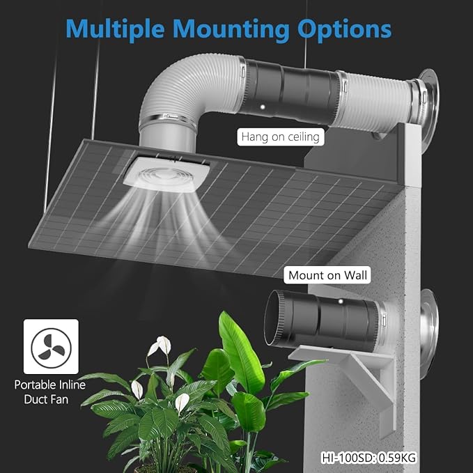 Hon&Guan 3 Inch Inline Blower Fan with Speed Controller 120 CFM with 20W Ultra-Low Power and Low Noise - Image 7
