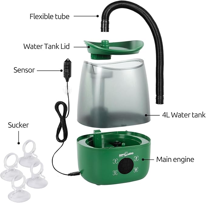 REPTIZOO Reptile Humidifier Fogger, 4L Large Reptile Fogger with Humidity Control, Terrarium Humidifiers with Extended Tube Automatic Reptile Misting System for Reptiles Amphibians Herps Vivarium - Image 9