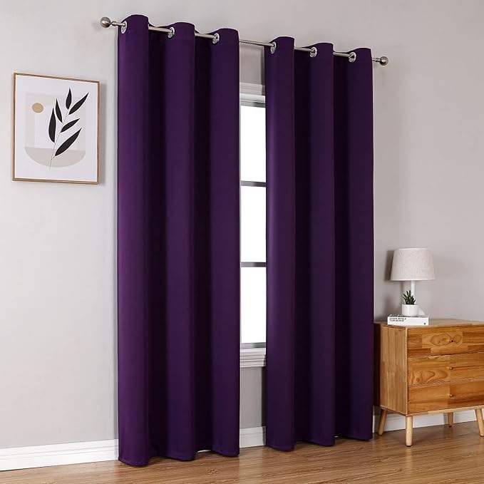 ChrisDowa Grommet Blackout Curtains for Bedroom and Living Room - 2 Panels Set Thermal Insulated Room Darkening Curtains (Royal Purple, 42W x 84L) - Image 6
