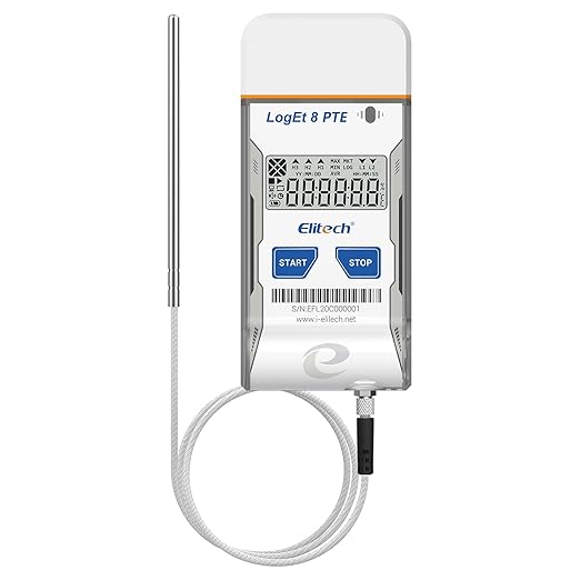 Elitech USB Temperature Data Logger Reusable Temperature Recorder Refrigerator Thermometer High Accuracy External Temperature Sensor, Auto PDF Report USB Port 16000 Points LogEt8PTE, -85~150℃ by Elitech