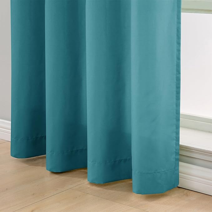 L.Z.E Light Filtering Curtains 72 Inch Length 2 Panels Set Teal Privacy Non-See-Through Semi Sheer Curtains for Living Room Bedroom Nursery Grommet Top Solid Window Panels (55" W x 72" L) - Image 5