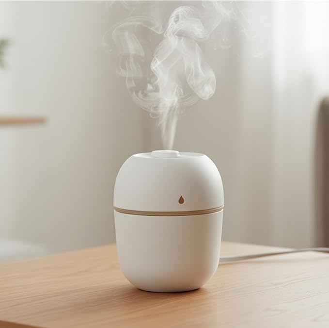 Mini USB Humidifier - Large Capacity, Ultra-Quiet 20dB, 2 Modes (Continuous/Intermittent) with Anti-Dry Burn & Night Light, Nano Mist for Room/Car/Office Desk (<10㎡) (White, 220ml) - Image 3