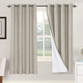 H.VERSAILTEX Linen Blackout Curtains 72 Inches Long 100% Absolutely Blackout Thermal Insulated Textured Linen Look Curtain Draperies Anti-Rust Grommet, Energy Saving with White Liner, 2 Panels, Stone by HVERSAILTEX