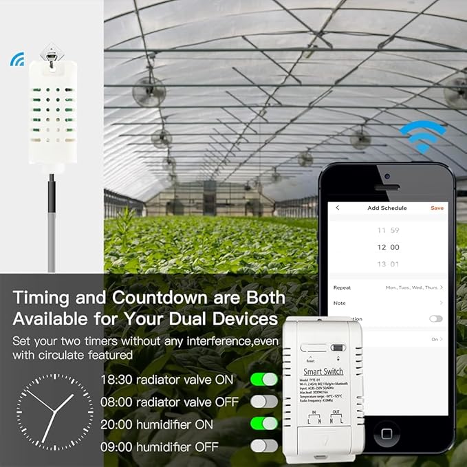 WiFi Temperature Controller Sensor Module Wireless Remote Control with Energy Consumption Monitoring, for Greenhouse, Homebrew, Climbing Pet Breeding, Incubator, Alexa Voice - Image 5