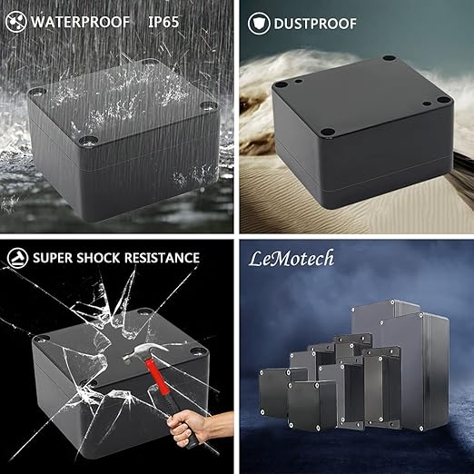 LeMotech Electrical Box ABS Plastic Project Box IP65 Waterproof Junction Box Project Case Universal Enclosure for Electronics Black 2.48x 2.28x 1.37 inch(63x58x35mm)(Pack of 1) - Image 7