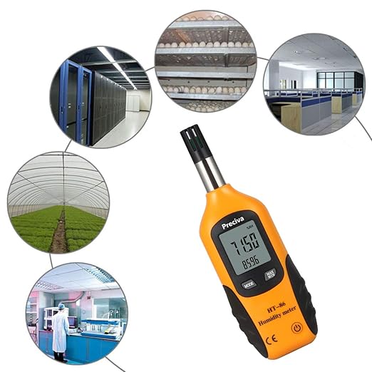 Preciva Digital Psychrometer Thermo-Hygrometer, LCD Mini Temperature and Humidity Meter with Dew Point and Wet Bulb Temperature Hygrometer for Industry, Agriculture, Meteorology (9V Battery Included) - Image 4
