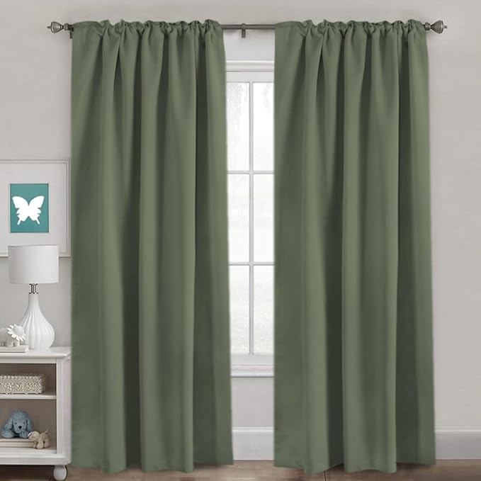 H.VERSAILTEX Blackout Curtains Thermal Insulated Window Treatment Panels Room Darkening Blackout Drapes for Living Room Back Tab/Rod Pocket Bedroom Draperies (2 Panels, Bronze Green, 52 x 96 Inch) - Image 2