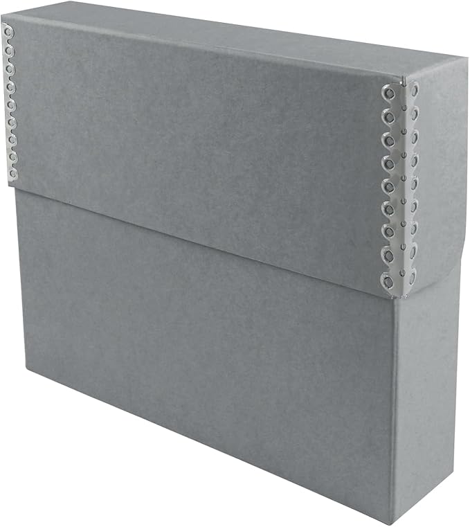 Lineco Archival Document Storage Box with Metal Edge, Acid-Free Gray Boxboard, Organize and Store Files, Prints, Photos, Legal-Sized Case 15.5" x 10.5" x 2.5" Wide by Lineco