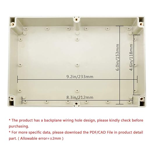 LeMotech Waterproof Dustproof IP65 ABS Plastic Junction Box Universal Electric Project Enclosure Pale Gray 9.4 x 6.3 x 3.5 inch (240 x 160 x 90 mm) - Image 5