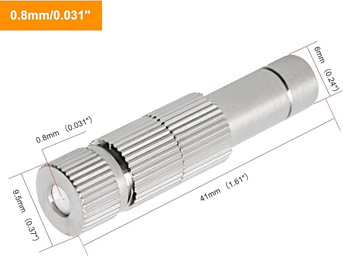 20pcs Brass Mister Nozzles, 6mm Misting Nozzles for Outdoor Cooling System, Landscaping, Air Humidification, Greenhouse Irrigation (with Filter, 0.031"/0.8mm Orifice) - Image 2