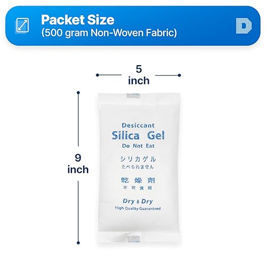 Dry & Dry 500 Gram [40 Packet] Silica Gel Packets, Desiccant Packs, Silica Gel - Rechargeable Silica Packets, Silica Gel Packs - Image 5