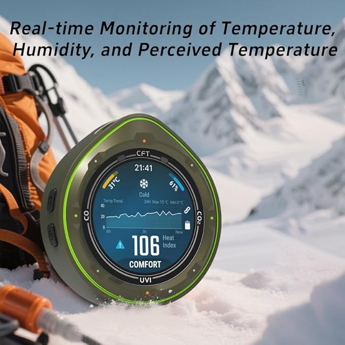 Protmex 5 in 1 Wireless Touchscreen Portable Multifunctional Carbon Monoxide CO2 Detectors Air Quality Meter Temperature Humidity Meter UV Radiation Flashlight with App - Image 6
