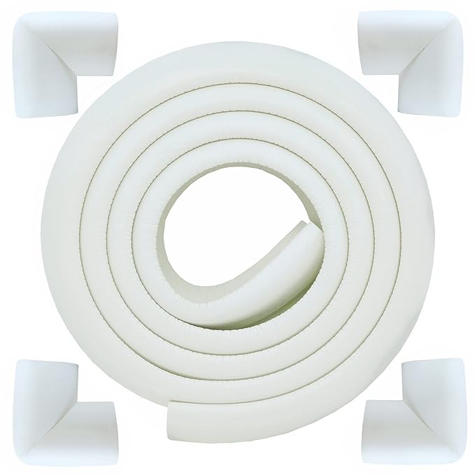 M2cbridge L Shape Extra Thick Furniture Table Edge Protectors Foam 6.5 Ft (Off White with 4 Corners) by M2cbridge