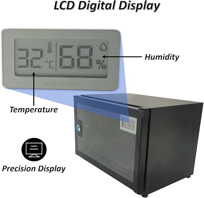 INTBUYING Camera Storage Dry Cabinet 18L Electronic Dehumidifier Cabinet Noiseless 110V with Digital Display and Key Lock Accuracy 3% RH - Image 3