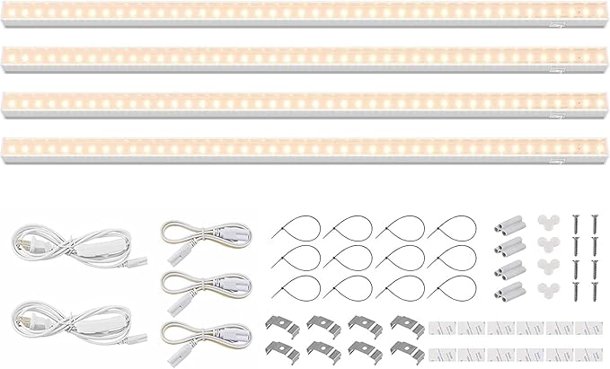 Barrina Grow Lights for Indoor Plants Full Spectrum, 2ft 40W (4 x 10W), T5 Plant Lights for Indoor Plants, Greenhouse, Plug and Play, Yellow, 4-Pack by Barrina