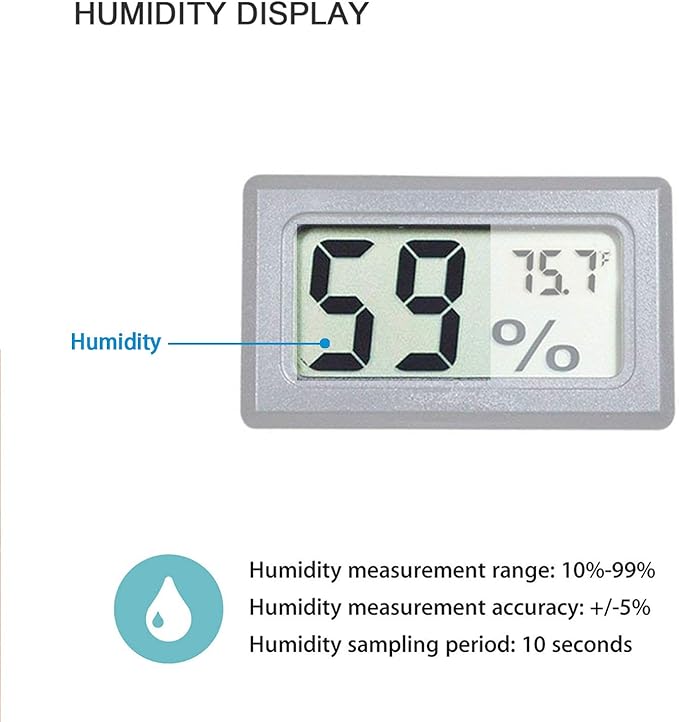 4-Pack Mini Digital Temperature Humidity Meters Gauge Indoor Thermometer Hygrometer LCD Display Fahrenheit (℉) for Reptile Tank,Jars,Guitar Case,Greenhouse, Garden, Cellar, Fridge, Closet - Image 4