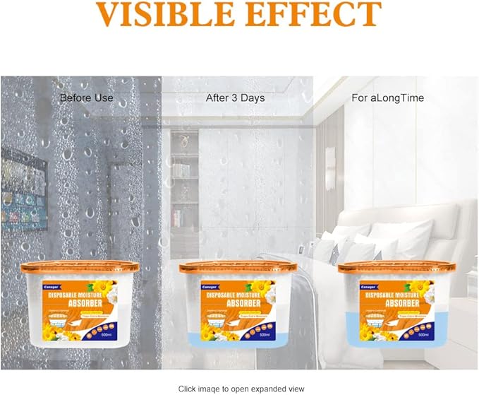 CANAGER Moisture Absorber Box - 6 Packs, 12.5 oz Cup, Jasmine Calendula, Odor Eliminator and Dehumidifier for Closet, Bedroom and Kitchen. - Image 6