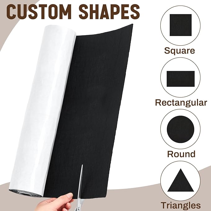Large Felt Furniture Pads 16 x 60 Inch Non Slip Self Adhesive Heavy Duty Cuttable Strip Roll Felt Sheet Tape for Protecting Hardwood Floors Chair Wall, Black - Image 4