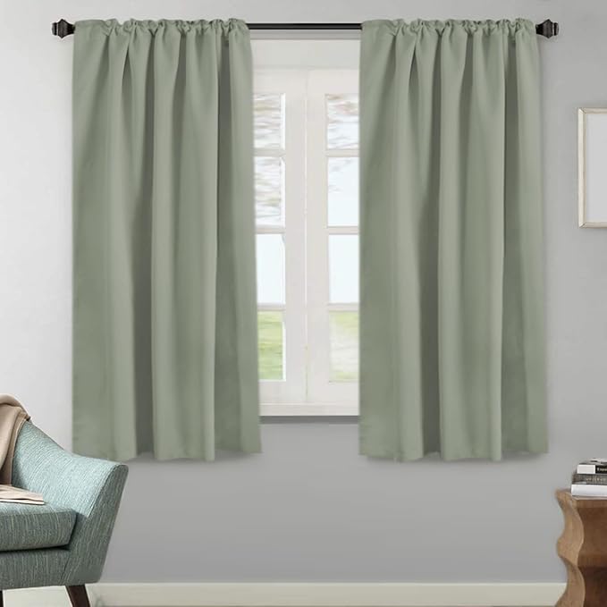 H.VERSAILTEX Blackout Curtains Thermal Insulated Window Treatment Panels Room Darkening Blackout Drapes for Living Room Back Tab/Rod Pocket Bedroom Draperies, 52 x 63 Inch, Light Sage, 2 Panels - Image 2
