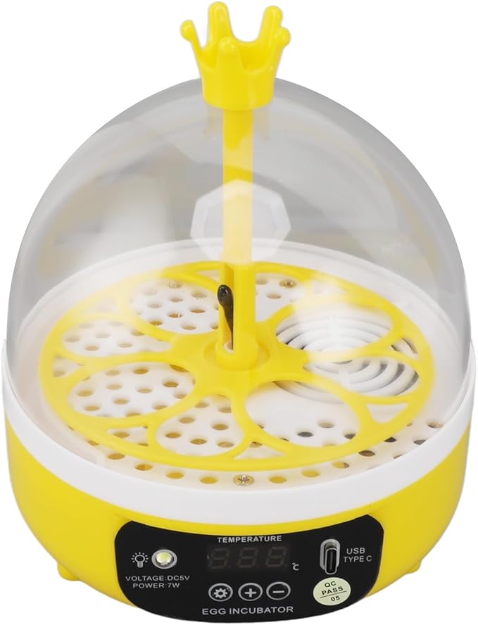 Hapivida 4 Eggs Mini Automatic Incubator, 7W Temperature Humidity Control Poultry Incubator Household Egg Turner for Chicken Duck or Other Eggs - Image 6