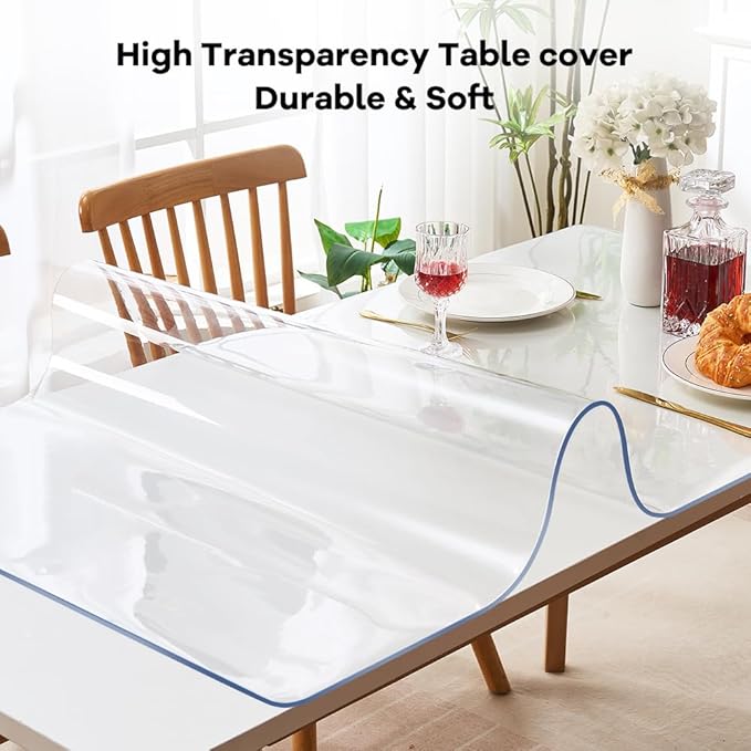 19x52" Clear Vinyl PVC Office Desk Protector Mat Table Protector Cover Mat Office Plastic Desk Protector Chair Mat Thicken Crystal Kitchen Table Pad Tablecloth for Coffee Table Writing Desk Topper - Image 9