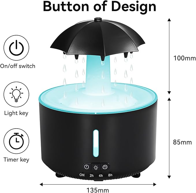 Missfly Aromatherapy Diffuser,Clouds and Cool Mist Humidifier,360° Rotatable,Super Quiet, Easy to Fill & Clean, Auto Shut-Off,300ml Humidifiers for Bedroom Home and Office (Black) - Image 2